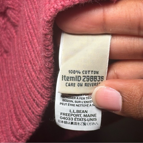 L.L. Bean Women's Preppy Zip-Up Burgundy Cotton Academia Cable Knit Sweater Sz S - Picture 9 of 16